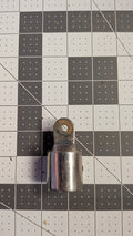Stainless stanchion top cap with lifeline eye front view on 1-inch grid