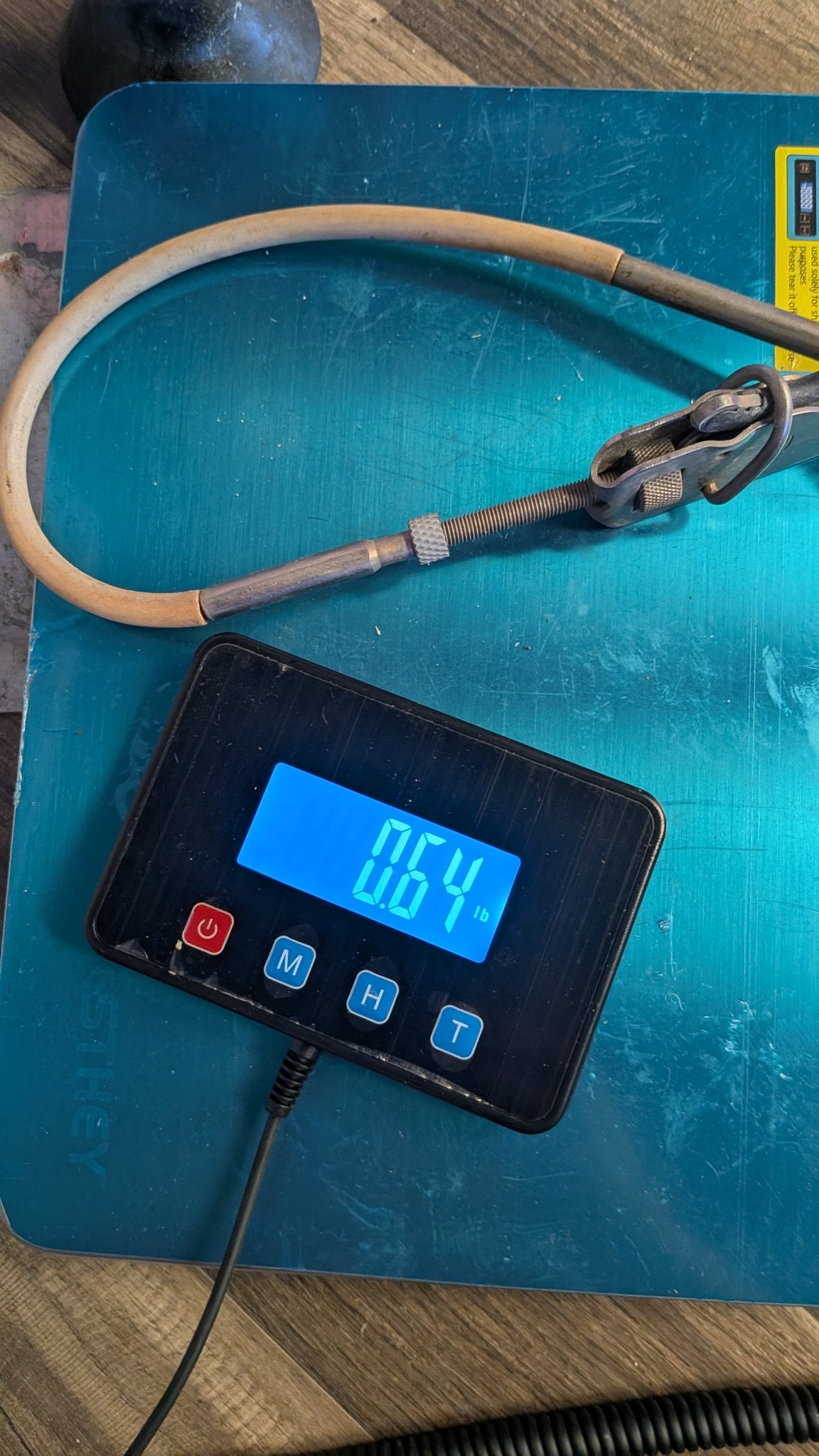 Lifeline gate on scale showing 0.64 lb
