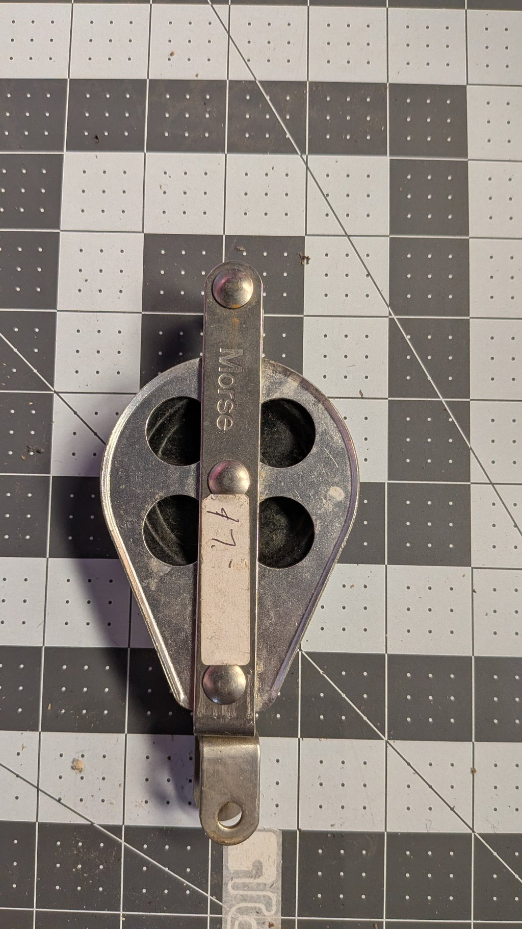 Reverse view of South Coast block with Morse stamp on 1-inch grid