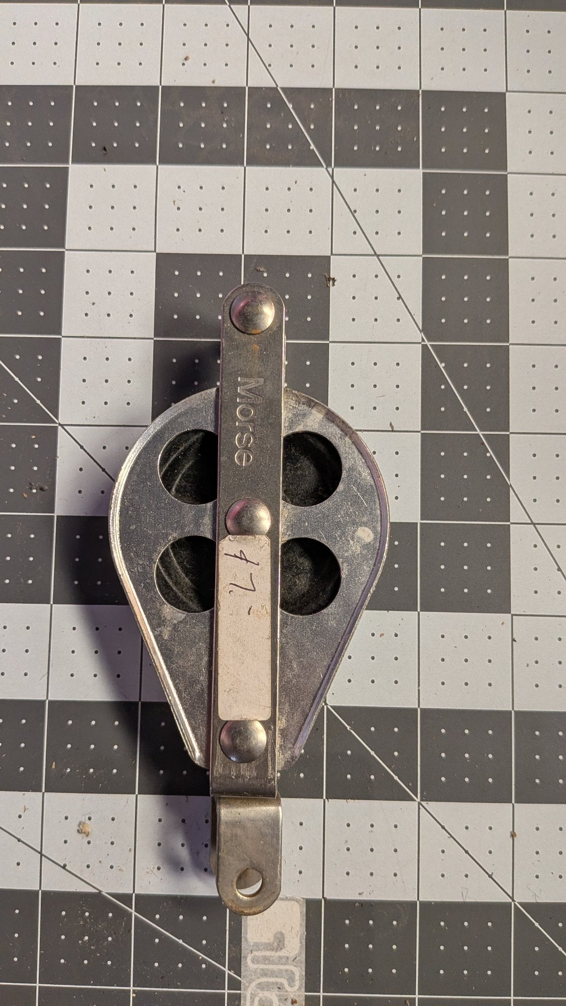 Reverse view of South Coast block with Morse stamp on 1-inch grid