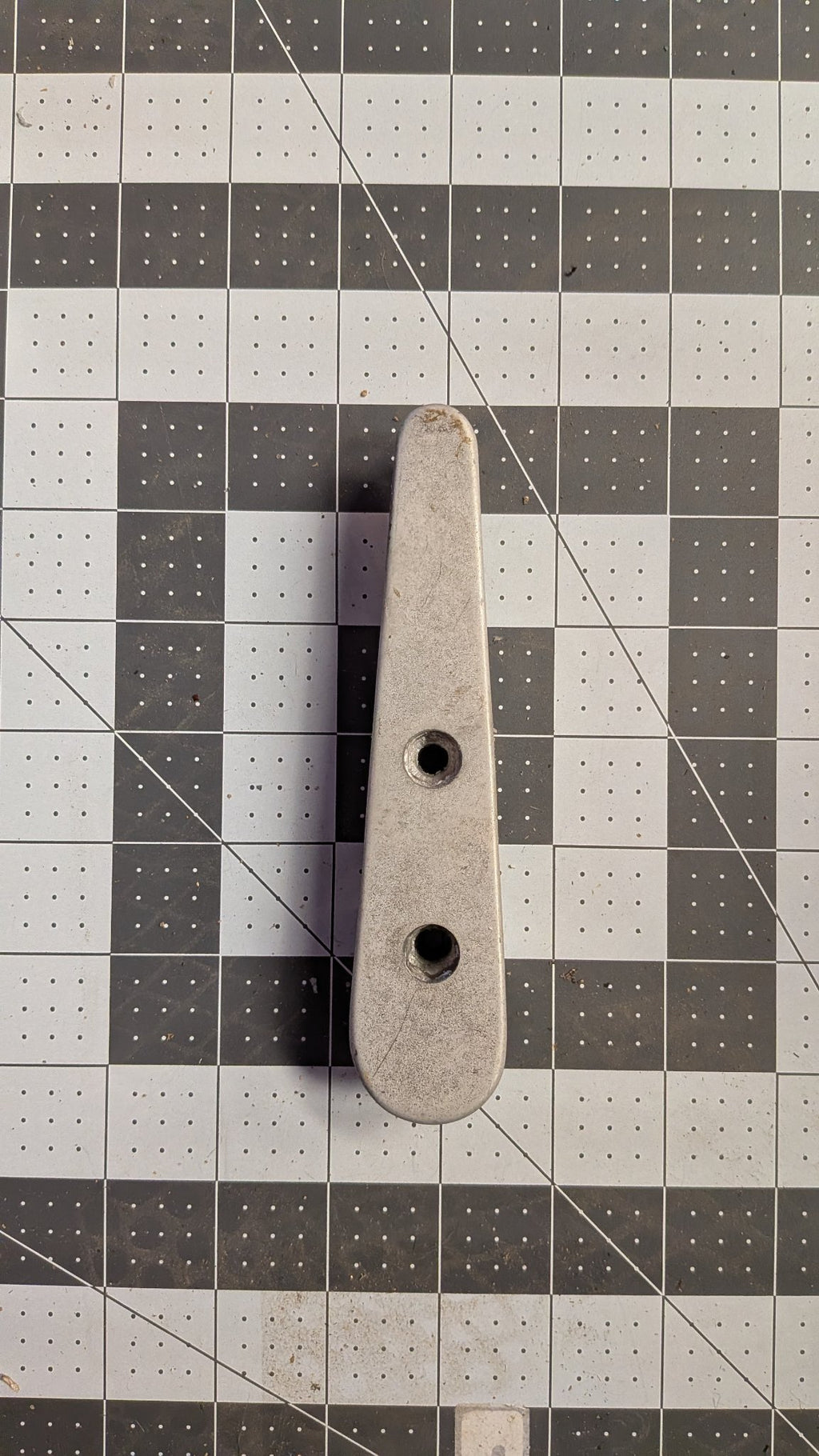 Beneteau cast aluminum fairlead top view on 1-inch grid