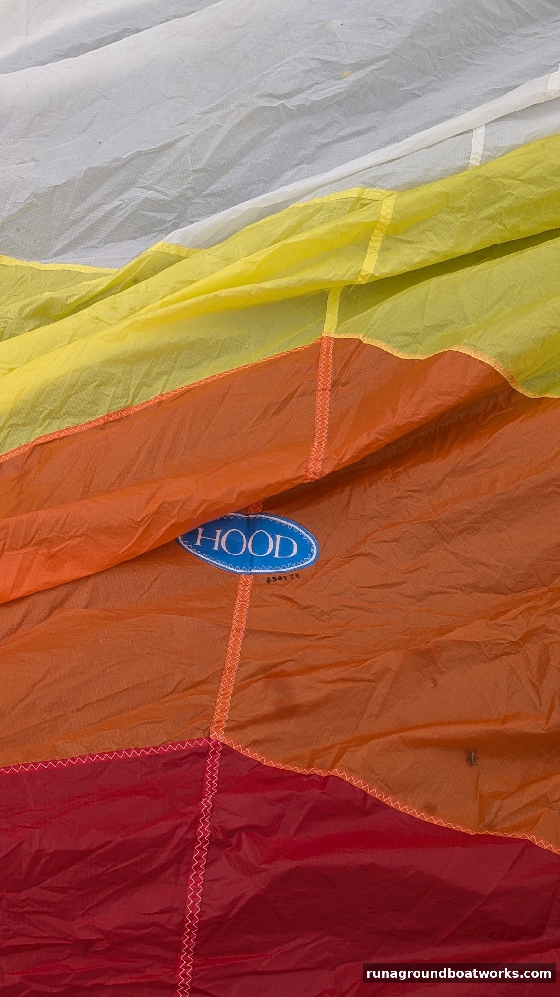Hood Sails logo on the spinnaker — sail No. 50778