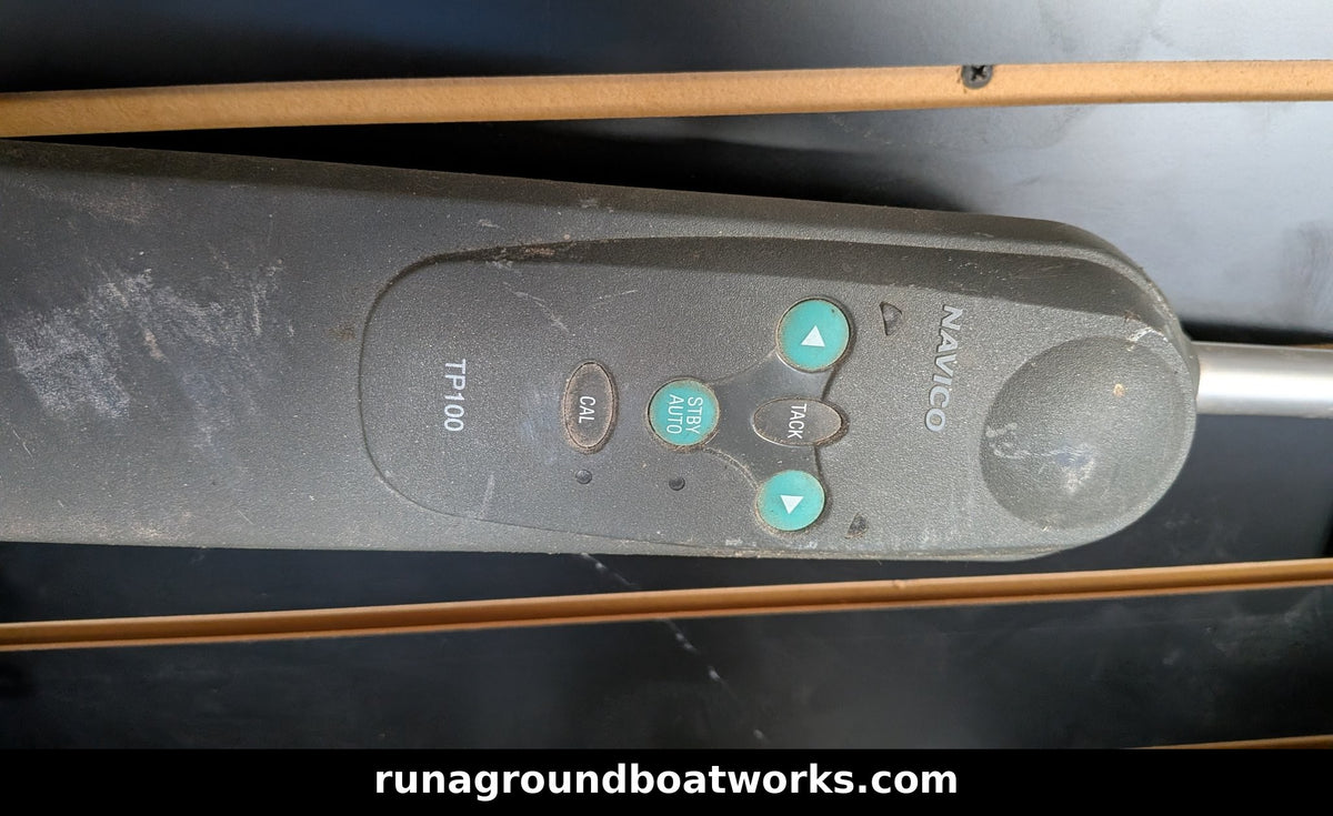 Navico TP100 tiller pilot - keypad controls CAL, STBY/AUTO, TACK