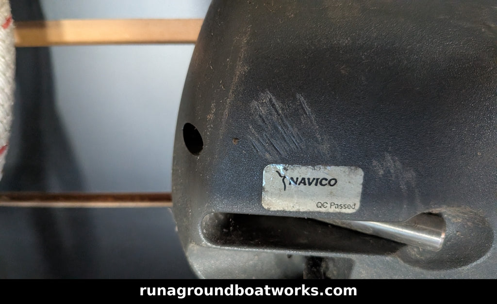 Navico TP100 tiller pilot - Navico label close-up