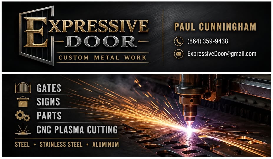 Expressive Door custom metal work — plasma cutting sparks