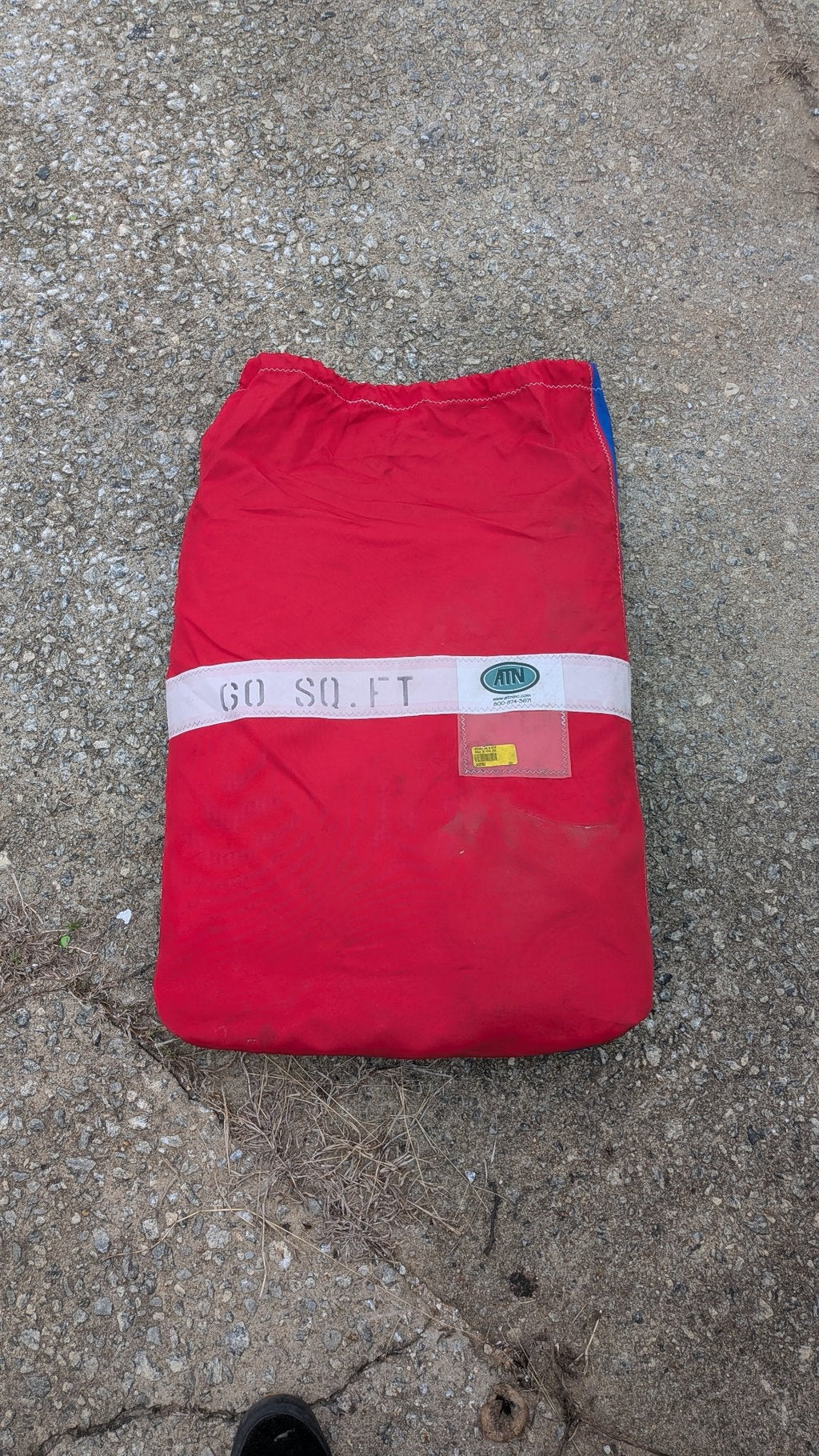 Red ATN sail bag stenciled 60 SQ FT