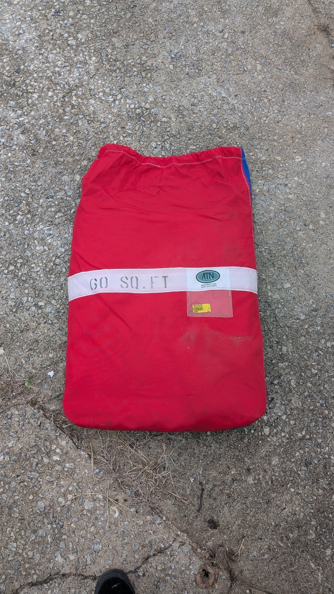 Red ATN sail bag stenciled 60 SQ FT